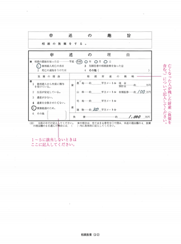 マンション相続、相続放棄はいつまでできる、流れから注意点を解説-相続放棄の申述書の作成02