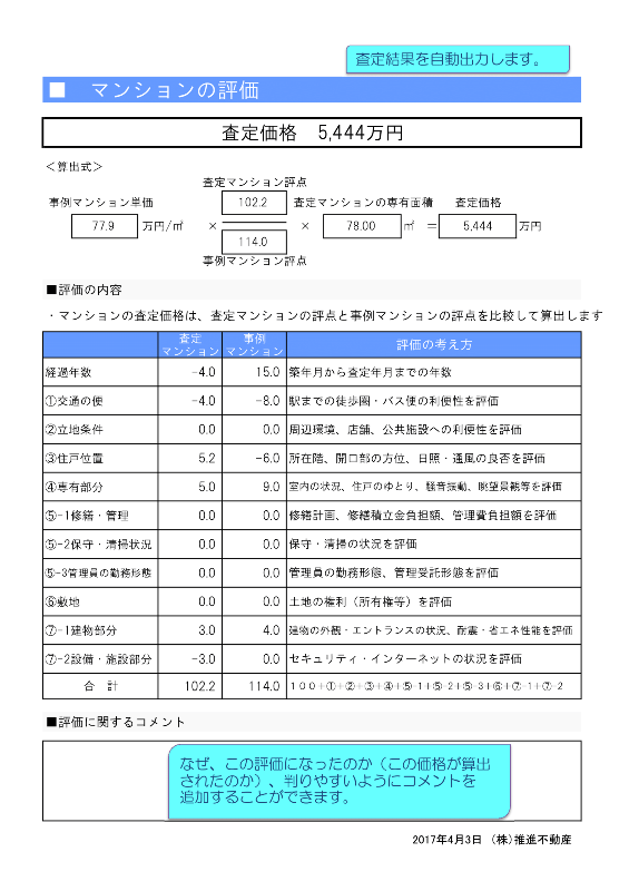 不動産売却価格ご提案書（マンション）03