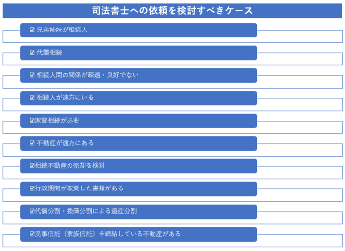 司法書士への依頼を検討すべきケース